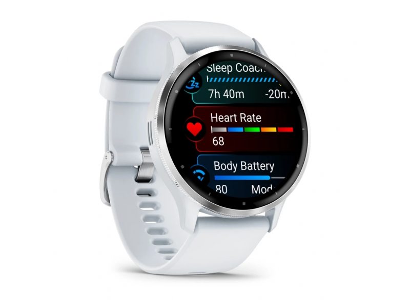 GARMIN VENU 3 SILVER БЕЗЕЛ С WHITESTONE КОРПУС И СИЛИКОНОВА КАИШКА 2