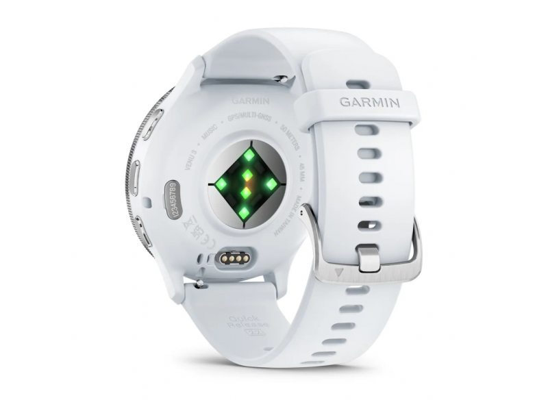 GARMIN VENU 3 SILVER БЕЗЕЛ С WHITESTONE КОРПУС И СИЛИКОНОВА КАИШКА 5