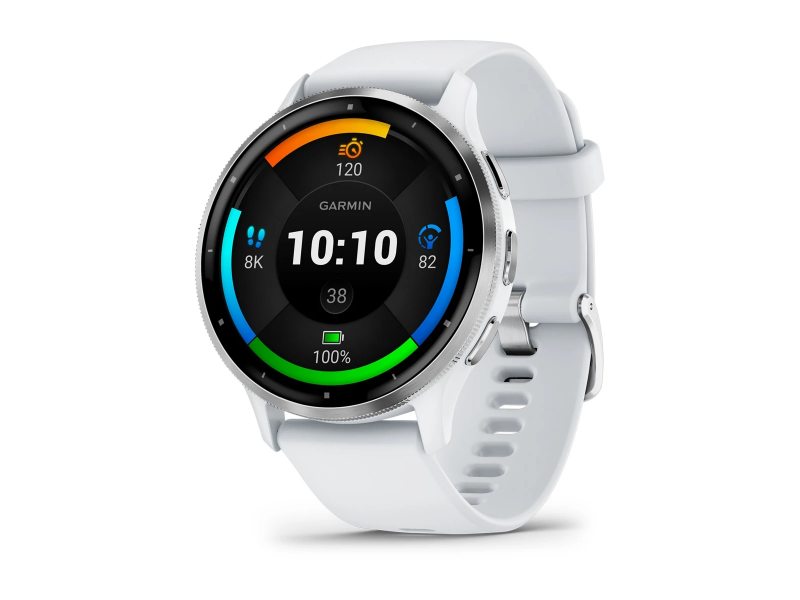 GARMIN VENU 3 SILVER БЕЗЕЛ С WHITESTONE КОРПУС И СИЛИКОНОВА КАИШКА