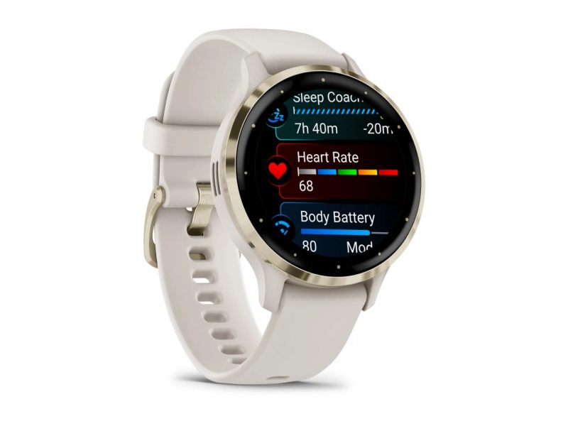 GARMIN VENU 3S SOFT GOLD БЕЗЕЛ С IVORY КОРПУС И СИЛИКОНОВА КАИШКА 2