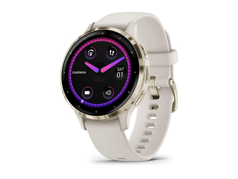 GARMIN VENU 3S SOFT GOLD БЕЗЕЛ С IVORY КОРПУС И СИЛИКОНОВА КАИШКА