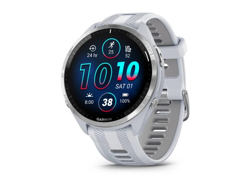 GARMIN FORERUNNER 965 TITANIUM БЕЗЕЛ С WHITESTONE КОРПУС И WHITESTONE/POWDER GREY СИЛИКОНОВА КАИШКА