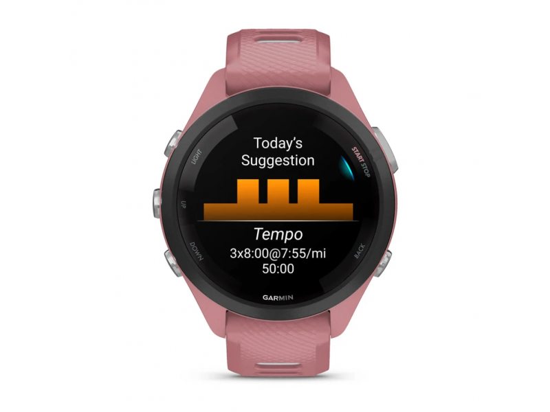 GARMIN FORERUNNER 265S BLACK БЕЗЕЛ С LIGHT PINK КОРПУС И LIGHT PINK/POWDER GREY СИЛИКОНОВА КАИШКА 3
