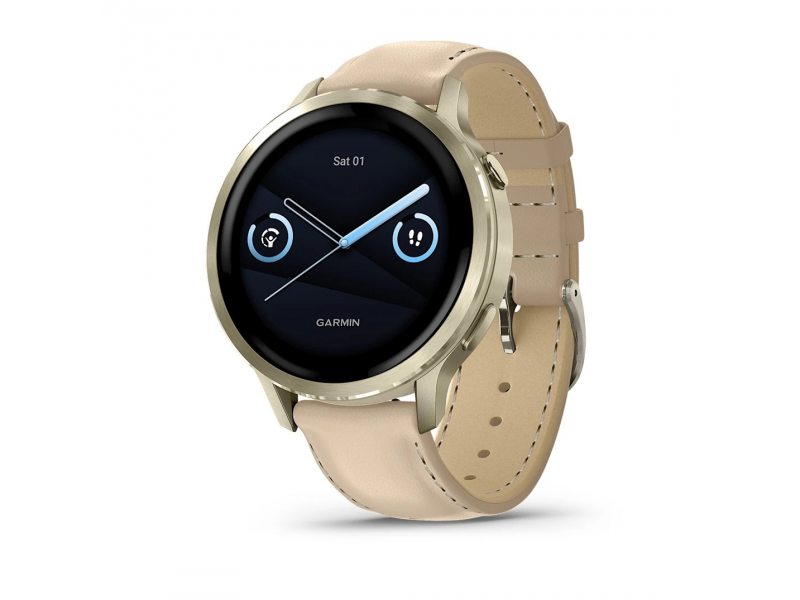GARMIN VENU 4 41ММ LUNAR GOLD С LIGHT SAND КОЖЕНА КАИШКА
