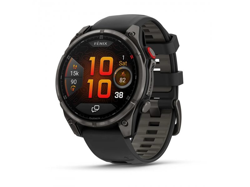 GARMIN FENIX 8 PRO 47MM AMOLED SAPPHIRE CARBON GRAY DLC TITANIUM С BLACK/PEBBLE GRAY СИЛИКОНОВА КАИШКА 