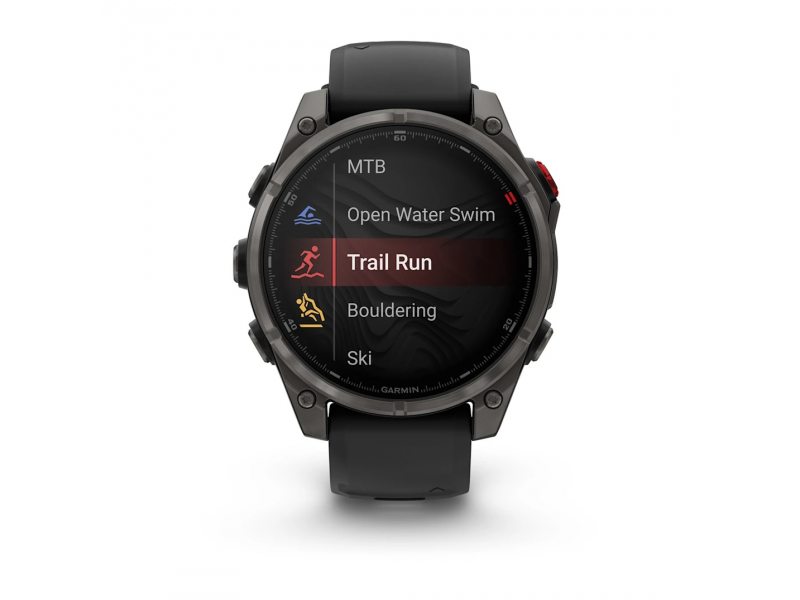 GARMIN FENIX 8 PRO 47MM AMOLED SAPPHIRE CARBON GRAY DLC TITANIUM С BLACK/PEBBLE GRAY СИЛИКОНОВА КАИШКА  1