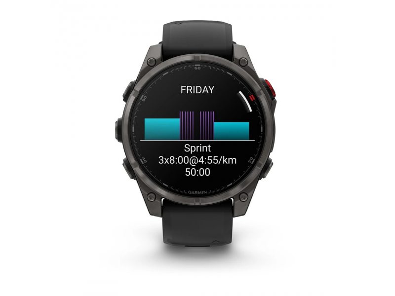GARMIN FENIX 8 PRO 47MM AMOLED SAPPHIRE CARBON GRAY DLC TITANIUM С BLACK/PEBBLE GRAY СИЛИКОНОВА КАИШКА  7