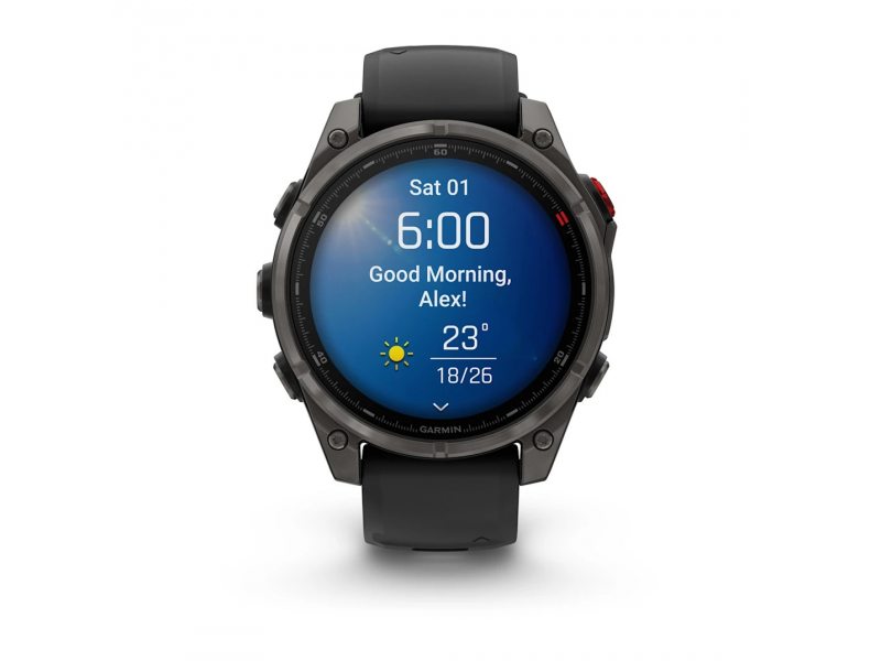 GARMIN FENIX 8 PRO 47MM AMOLED SAPPHIRE CARBON GRAY DLC TITANIUM С BLACK/PEBBLE GRAY СИЛИКОНОВА КАИШКА  11