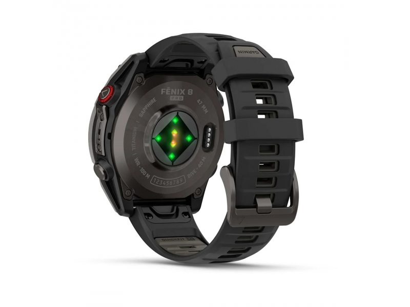 GARMIN FENIX 8 PRO 47MM AMOLED SAPPHIRE CARBON GRAY DLC TITANIUM С BLACK/PEBBLE GRAY СИЛИКОНОВА КАИШКА  3