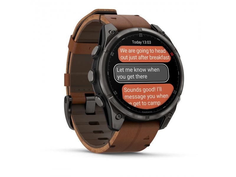 GARMIN FENIX 8 PRO 47MM AMOLED SAPPHIRE CARBON GREY DLC TITANIUM С CHESTNUT КОЖЕНА КАИШКА 1