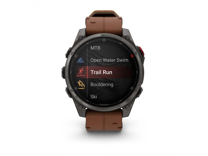 GARMIN FENIX 8 PRO 47MM AMOLED SAPPHIRE CARBON GREY DLC TITANIUM С CHESTNUT КОЖЕНА КАИШКА 8