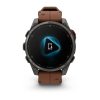 Garmin Fenix 8 Pro 47mm AMOLED Sapphire Carbon Grey DLC Titanium с Chestnut кожена каишка 3