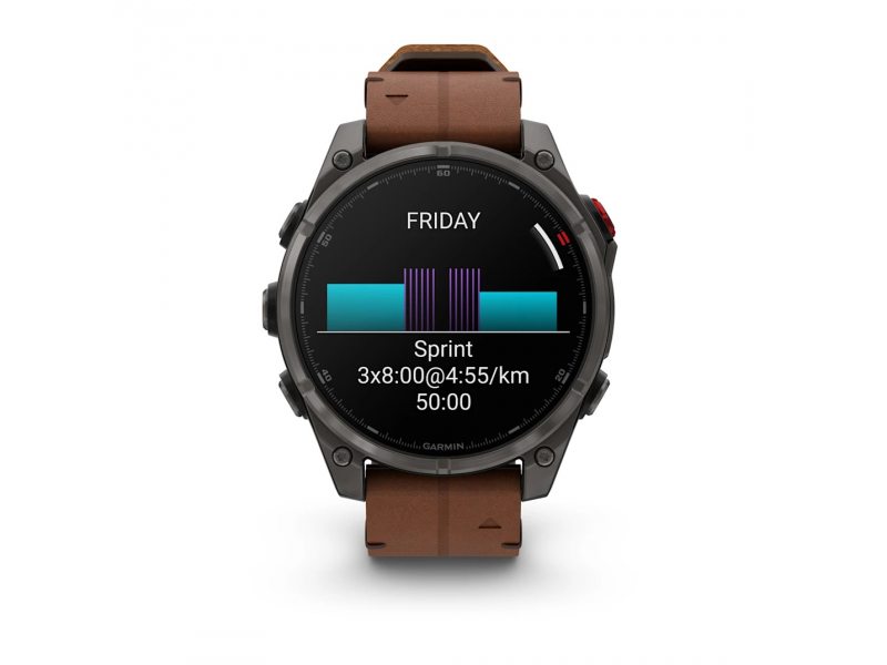 GARMIN FENIX 8 PRO 47MM AMOLED SAPPHIRE CARBON GREY DLC TITANIUM С CHESTNUT КОЖЕНА КАИШКА 5