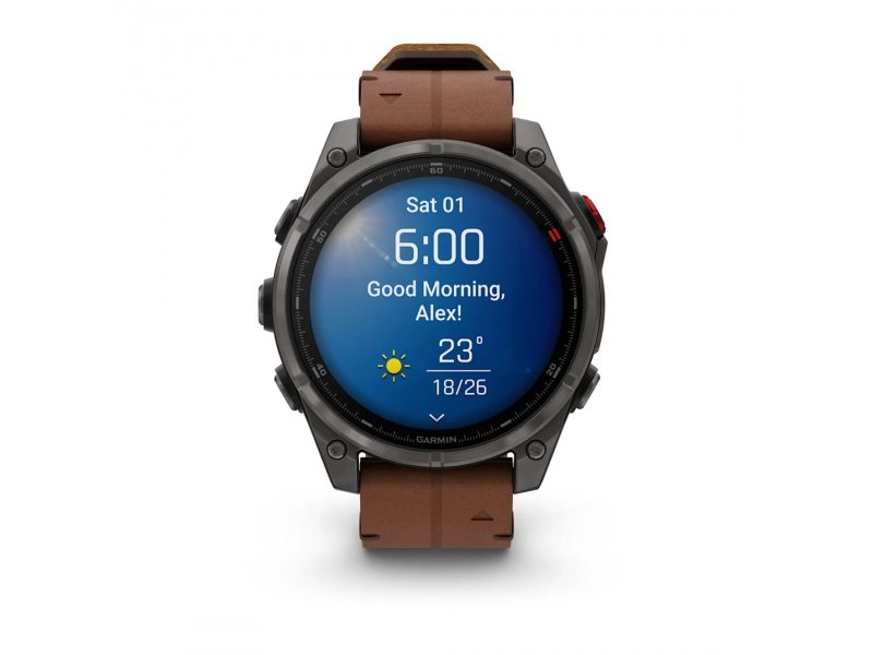 GARMIN FENIX 8 PRO 47MM AMOLED SAPPHIRE CARBON GREY DLC TITANIUM С CHESTNUT КОЖЕНА КАИШКА 9
