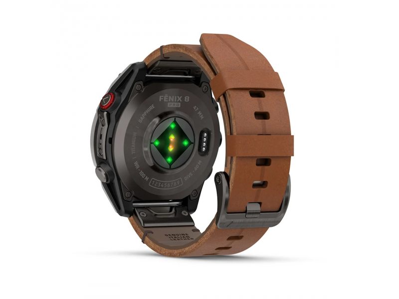GARMIN FENIX 8 PRO 47MM AMOLED SAPPHIRE CARBON GREY DLC TITANIUM С CHESTNUT КОЖЕНА КАИШКА 7