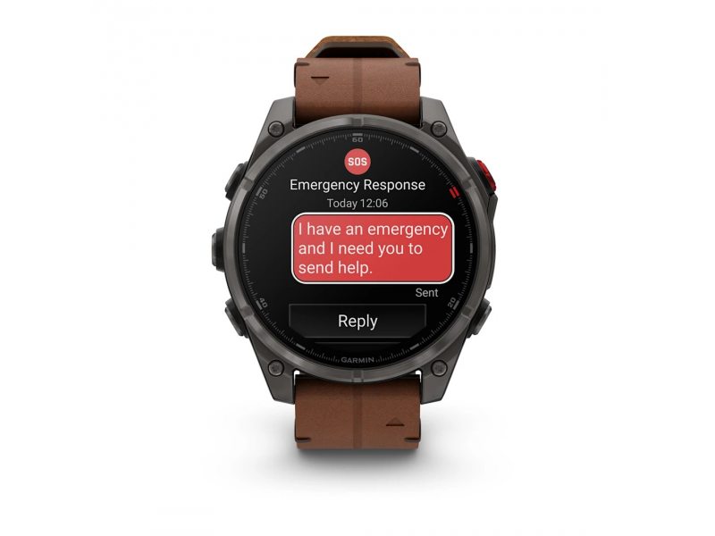 GARMIN FENIX 8 PRO 47MM AMOLED SAPPHIRE CARBON GREY DLC TITANIUM С CHESTNUT КОЖЕНА КАИШКА 12