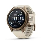 Garmin Fenix 9 Pro inReach 43mm Autumn Gold Titanium с Cream/French Grey силиконова каишка
